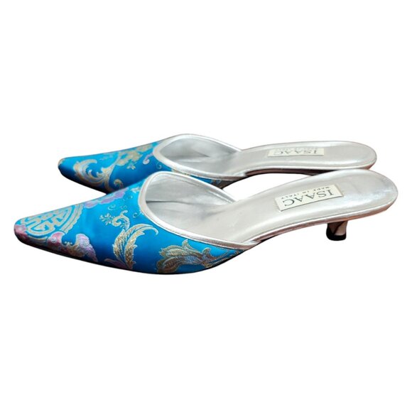 Isaac Mizrahi Turquoise Blue slip- on Mules Textile Size 8 B - Picture 8 of 12